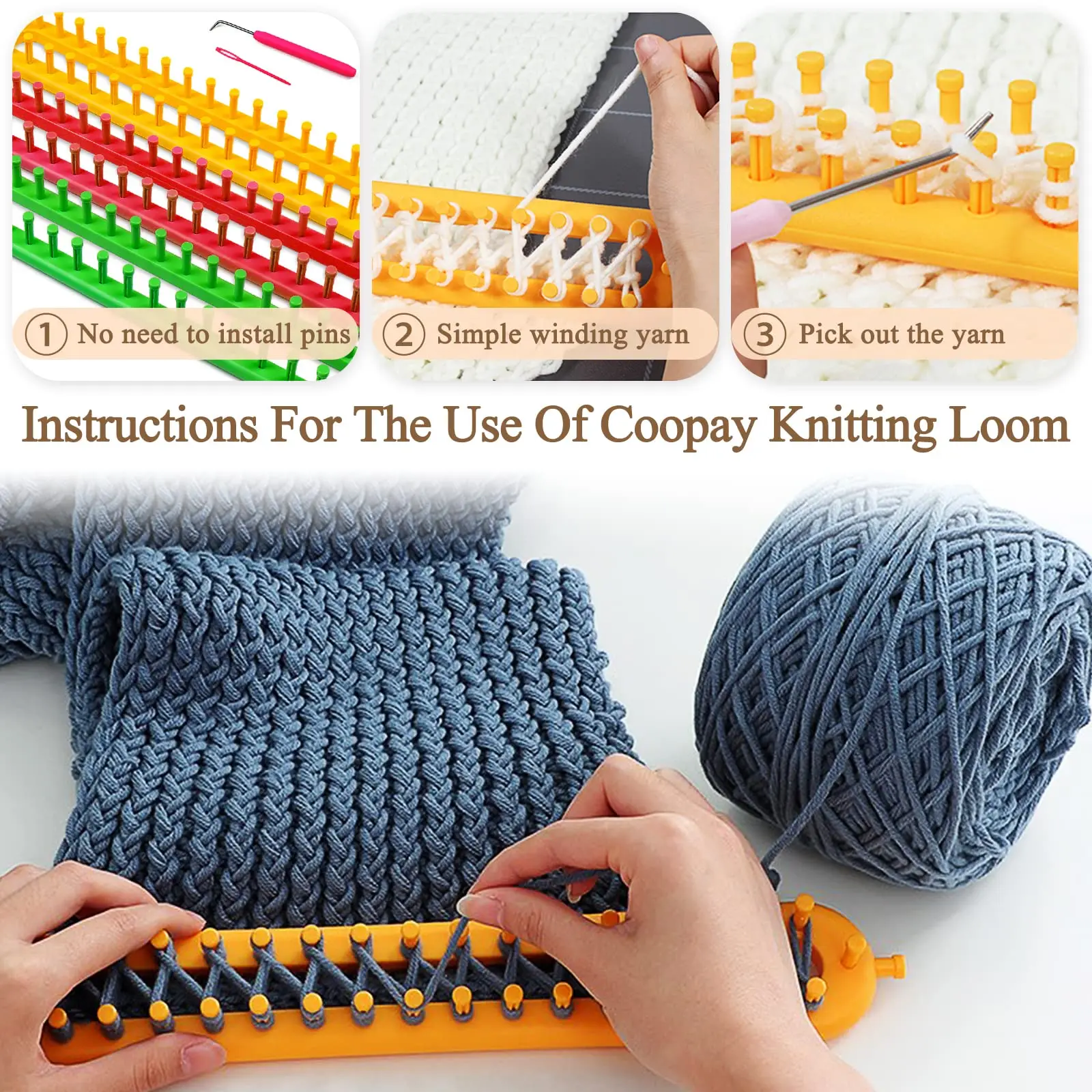 Dropshipping Knitting Loom Long Loom Set 4 Different Sizes Loom Scarf