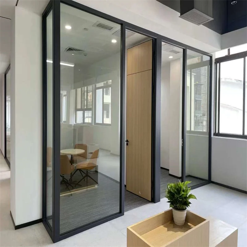 product single glass partition with 60mm aluminum integrated frame  20mm slim profile   for villas  offices-6