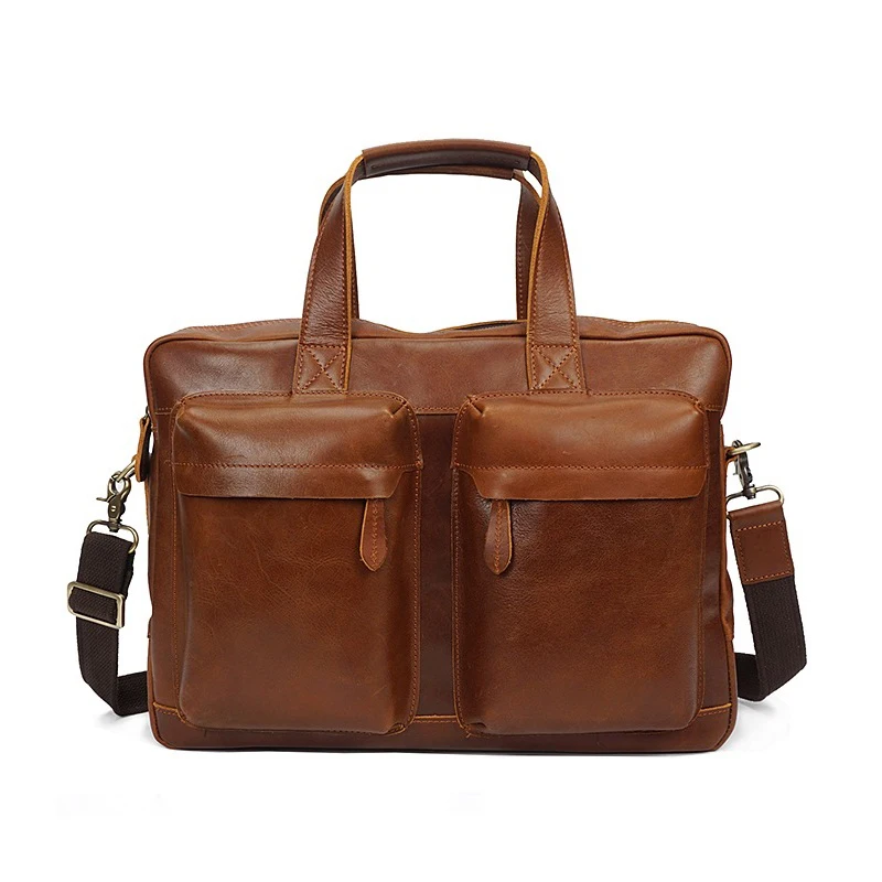 Full grain weekender vintage crazy horse leather briefcase man handbag , leather bag for men