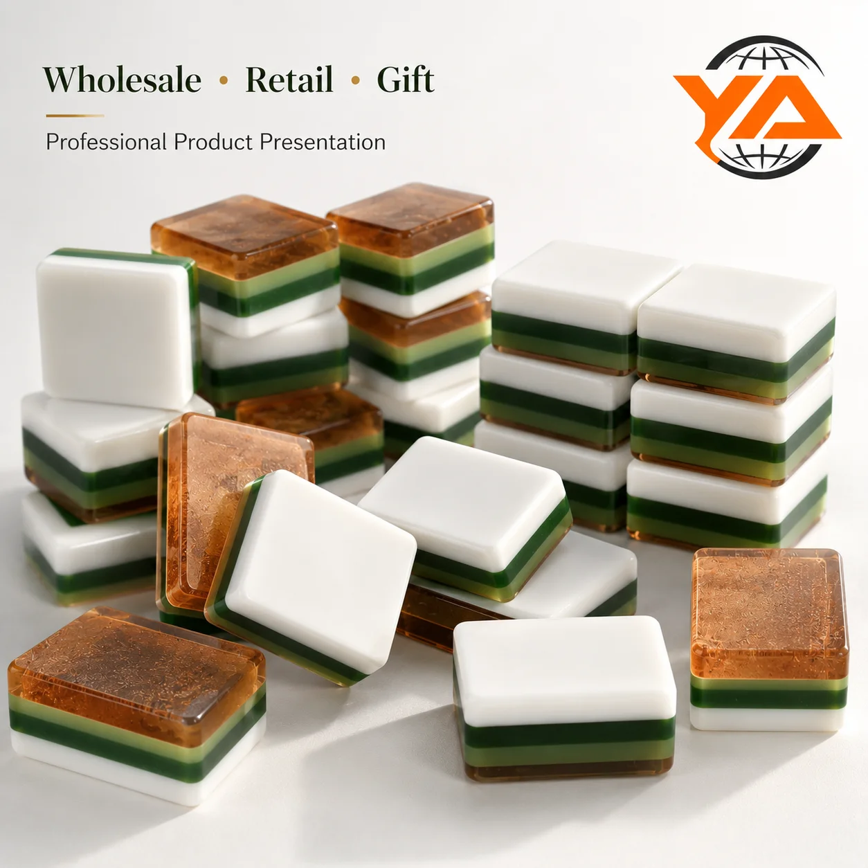 YIAN Luxury Acrylic Mahjong Tile Set-Eco-Friendly Durable Portable & Compact Four-Layer Color-Matching Design for Universal Use