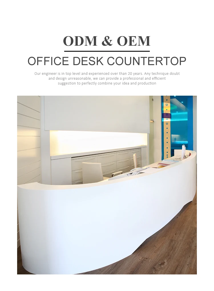 Luxury Modern White Salon Reception Desk - Solid Surface