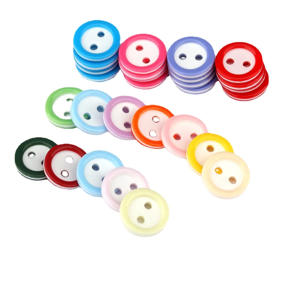 In Stock Colorful 10mm 2 Holes Fancy Resin Button For Children Clothing