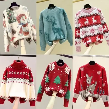 Factory wholesale women's sweaters knitted pullovers women's sweaters winter women's Christmas sweaters