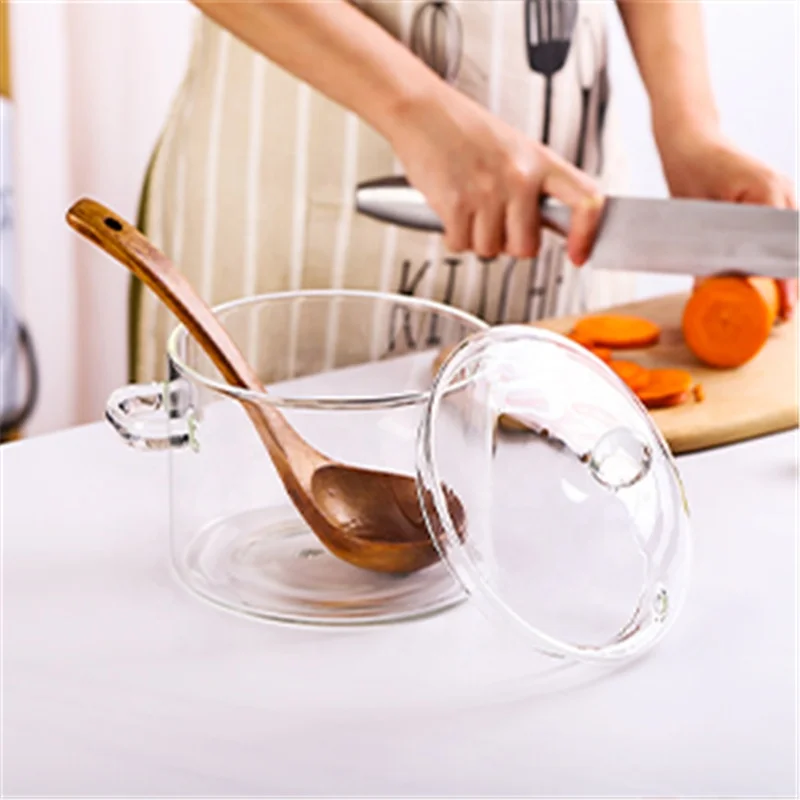 1,5 L/ 50 Oz Pentola in vetro per cottura, padella salteadora, pentola a pressione in vetro trasparente resistente ad alte temperature con doppia maniglia e coperchio, tegami | SHEIN ALIA