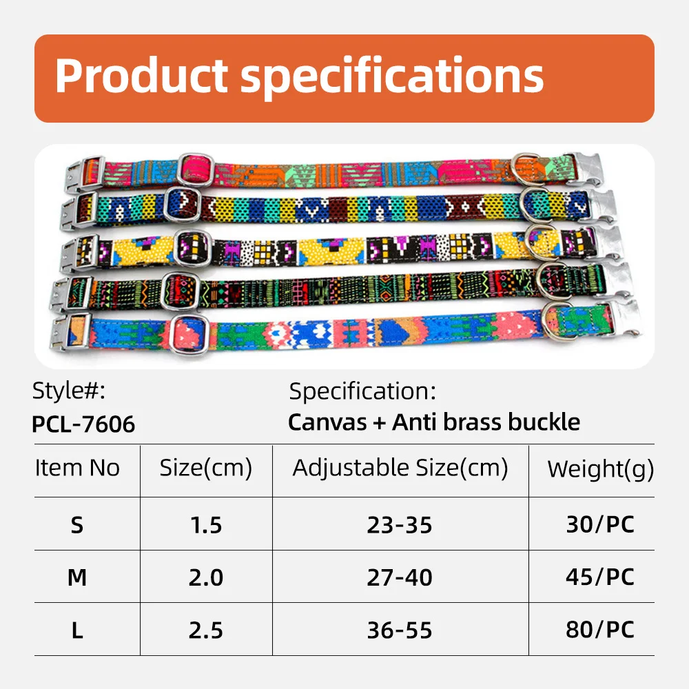 Wholesale Puppy Art Printing Canvas Seat Belt Pet Dog Prong Buckle Col - product detail 5
