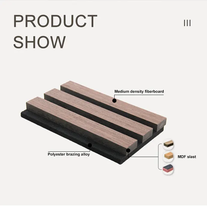Acoustic Slat Wall Panel with Noise Reduction Coefficient 1.1 More Than 5 Years Warranty and 3D Model Design