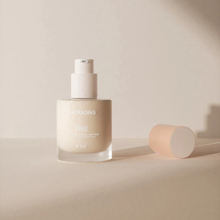 Custom Luxury 30 ml Flat Round Skin Care Glass Foundation Bottle Colorful Cosmetic Cream Container Glass Lotion Bottle