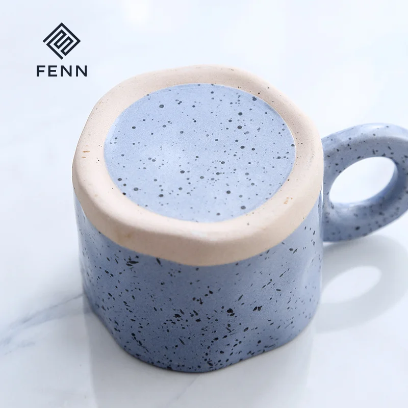 Trendy Nordic Aesthetic Coffee Mugs Double Color Tea Cup Speckled Black Dot Drinkware Hand-Painted Ceramic coffee mugs for Gifts