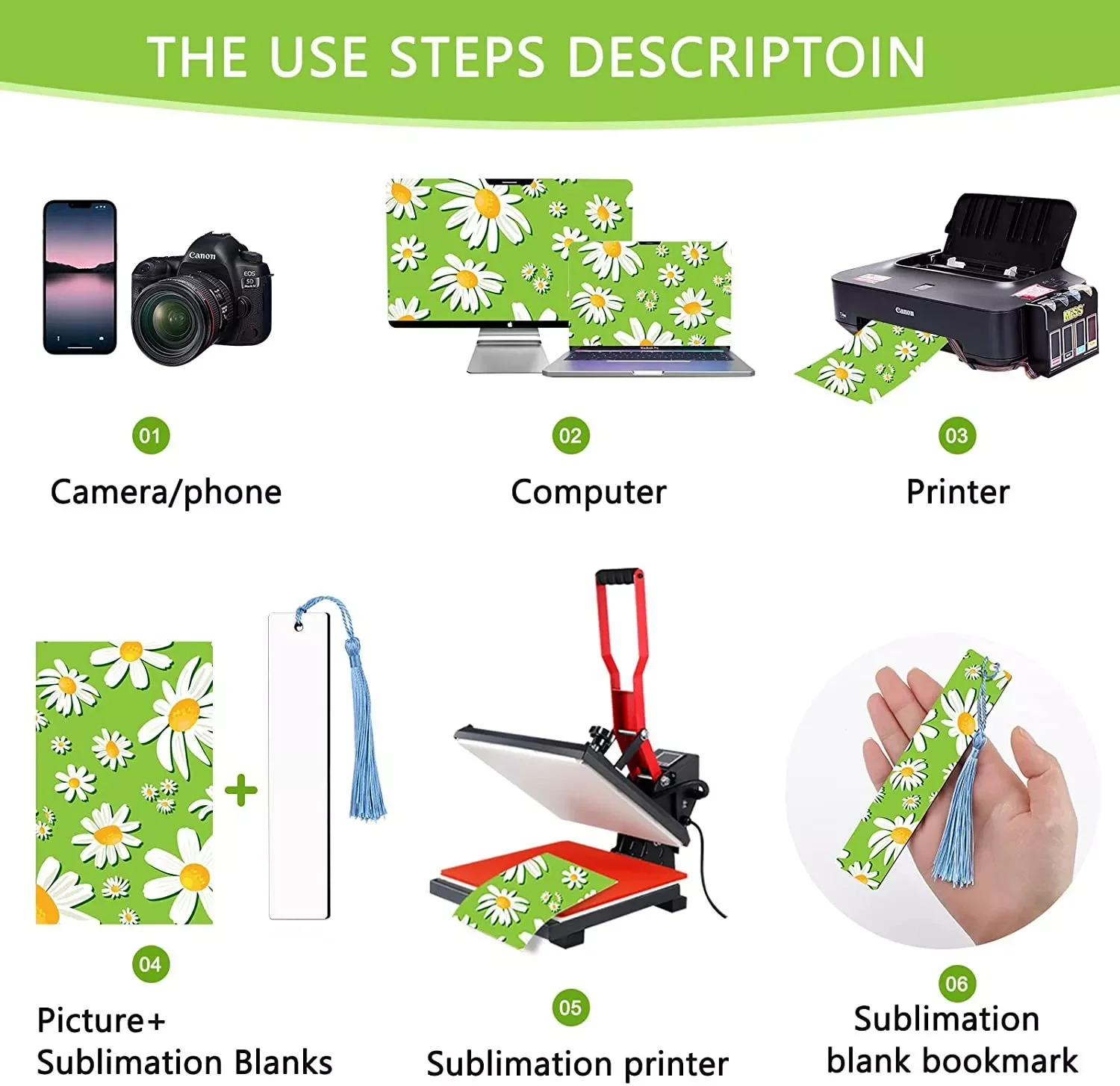 Sublimation Blanks Heat Transfer MDF DIY Bookmark With Tassel