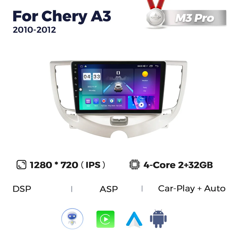 Mekede M6 PLUS 3D Newest Android 8core 8+256G Split Screen Car Radio for Chery A3 2010-2012 With Voice Control