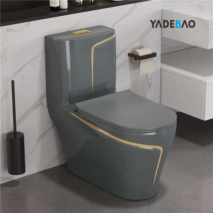 Luxury Grey Gold Bathroom Gravity Flushing Wc Ptrap/strap Colored