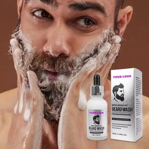Nourishing & Soothing Men Beard Wash Glycerin & Peppermint Extract Gentle Cleansing Moisture-Locking Formula for Daily Grooming