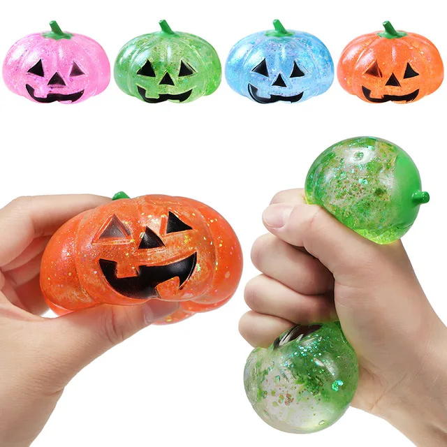 Halloween Pumpkin Slow Rebound Decompression Toy New Plastic Maltose Vent with Music Pinch for Age Range 5-7 Years