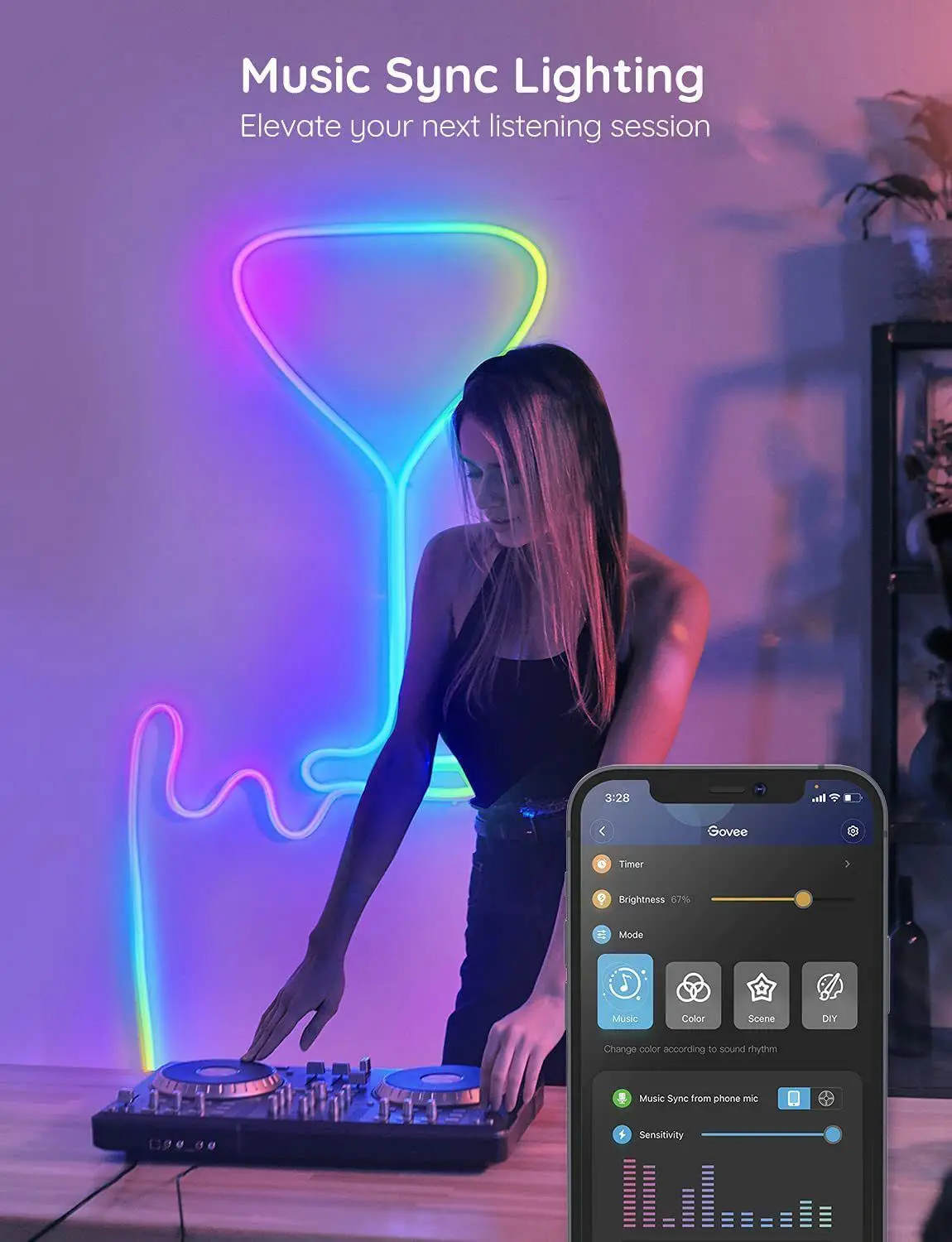 Светодиодная неоновая лента Tuya водонепроницаемая гибкая с Wi-Fi 24 В постоянного тока IP67 3 м 180 ламп RGBIC Cob светодиодная для