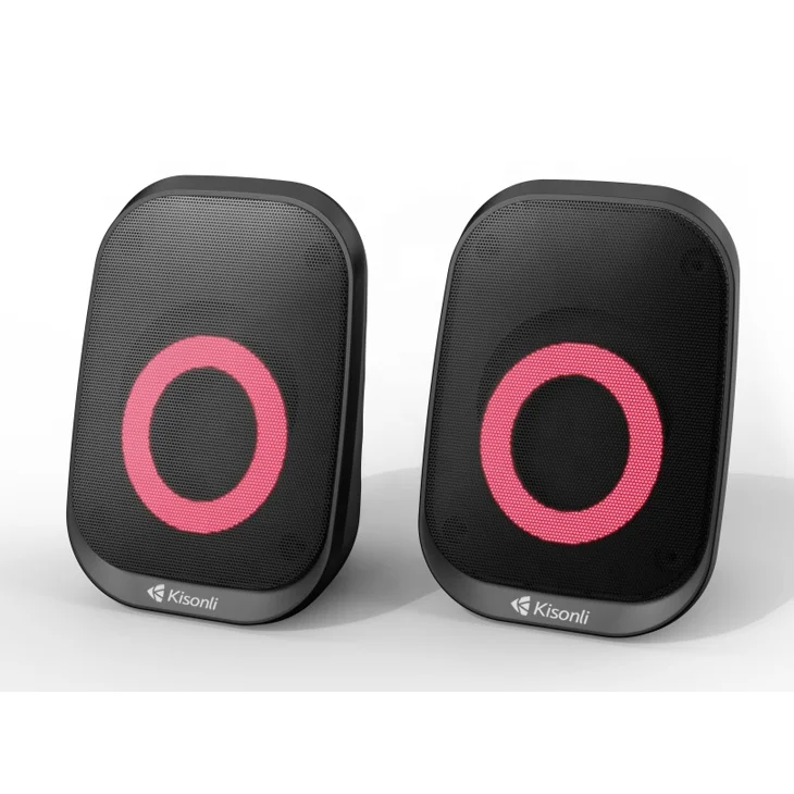 Kisonli Portable Computer Speakers Desktop Modern Speaker Laptop with Colorful Light