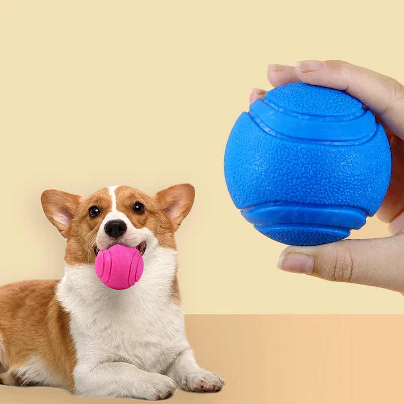 Dog Toy Ball Rubber Pattern Solid Elastic Ball Rubber Dog Toy Pet Interactive Movement Toys