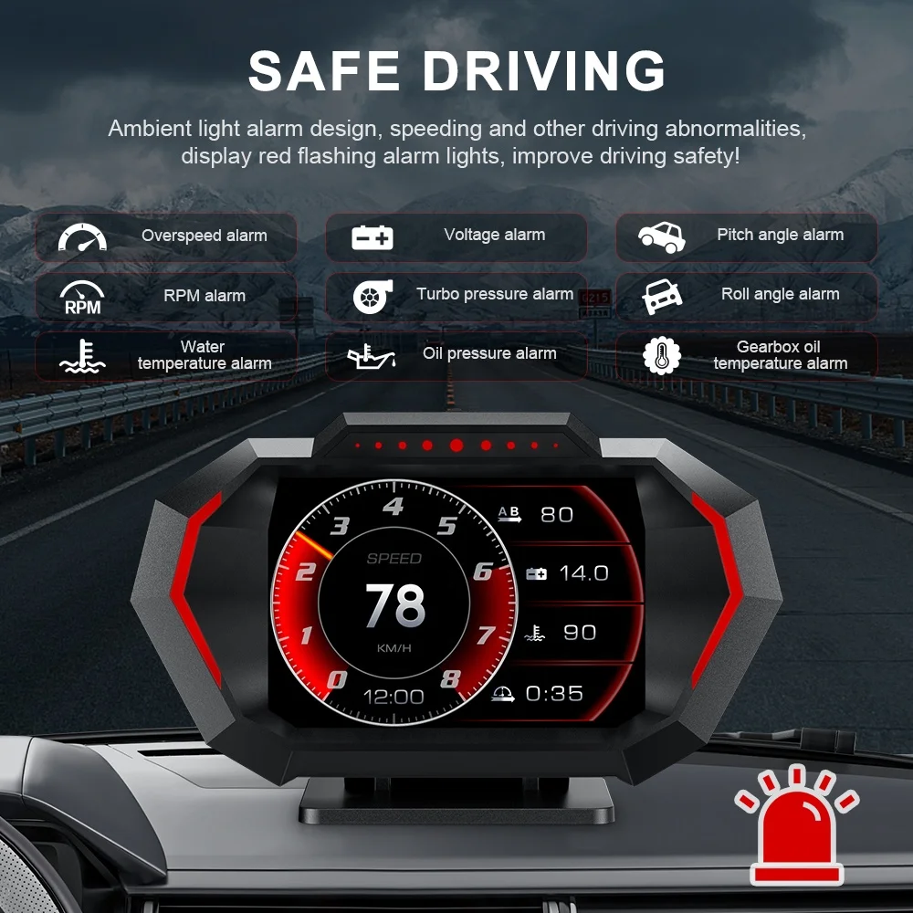 2026 Popular Car Hot Sales Head up Display P24 Speedometer OBD2+GPS Multi-functions Auto Electronics Universal HUD Gauge