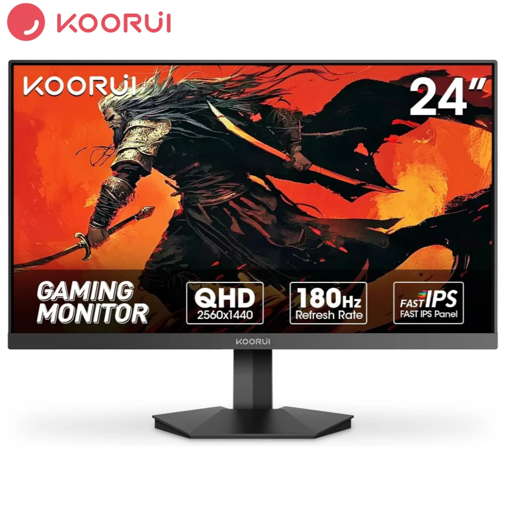 Koorui 24-Inch 2K Curved Gaming Monitor, 180Hz Refresh Rate, 1ms