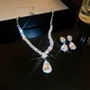 72-piece set silver necklace, diamond-encrusted water-drop penda