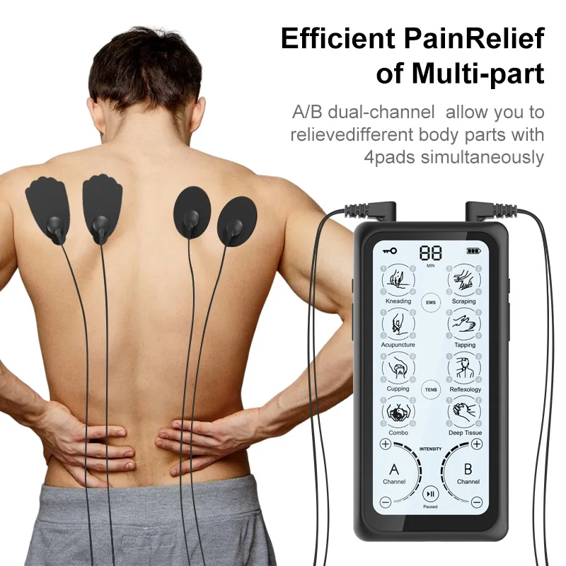 Portable Touch Screen Customized Modes Electric Therapy EMS Massager Tens Unit Electronic Pulse Massager Tens Massager Tens Unit
