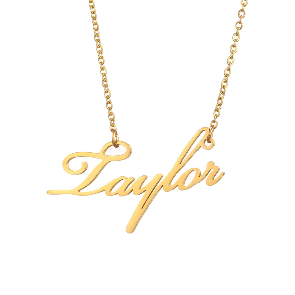 30 Names Stainless Steel Cursive Letter Necklace Olivia Sarah Kayla Name Necklace Personalized Custom Names Necklace (KSS327)