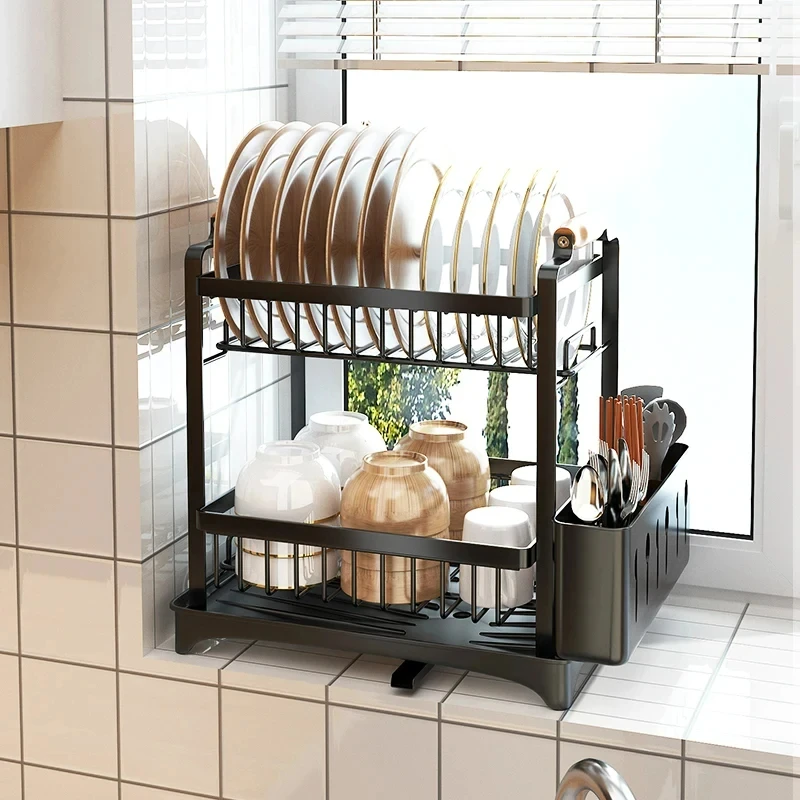 2-tier Dish Drying Rack,Multifunctional Dish Rack,Rustproof Kitchen ...