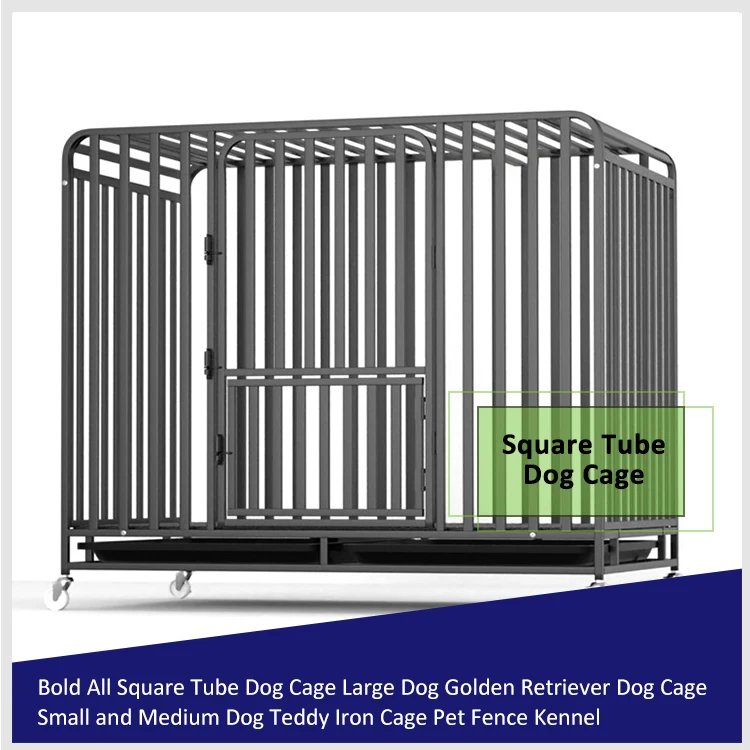 Xxl Grande Cage de chien robuste à mâcher Proof Square Tube Métal Chenil  Cage à roues