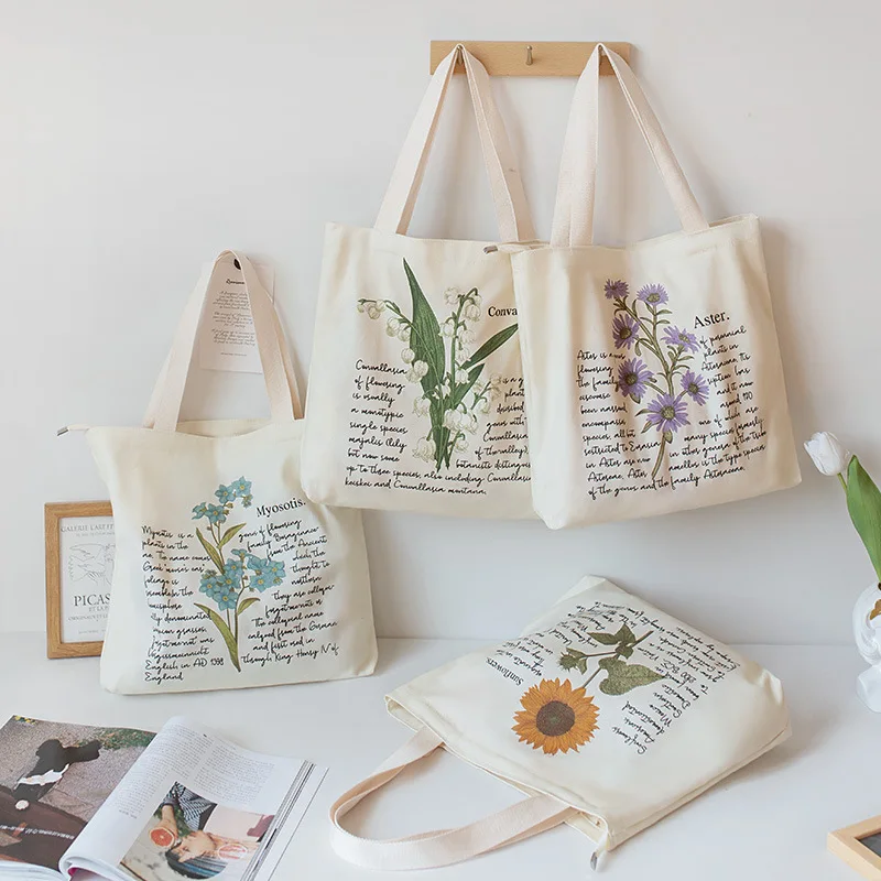 Wholesale Heavy Duty Plain Canvas Tote Bag with Zipper Inside Pockets for Shopping