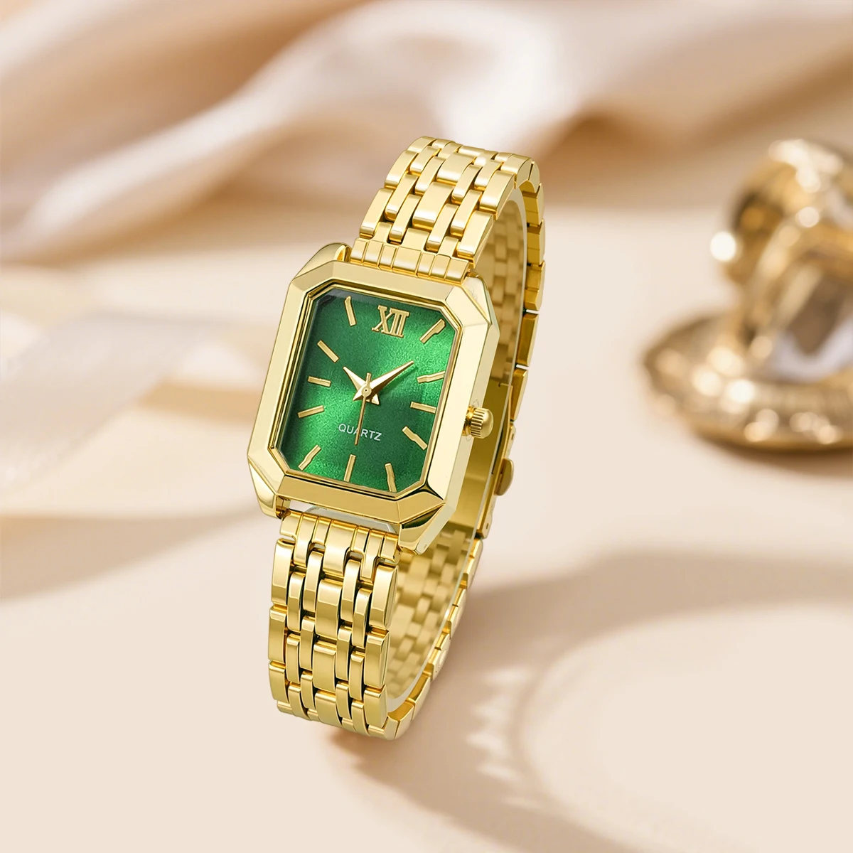 Elegant Gold & Silver Ladies Alloy Strap Watch
