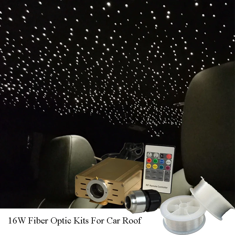 16W 0.75mm 500本 3m 光ファイバー スターシーリングライト 星空 車の