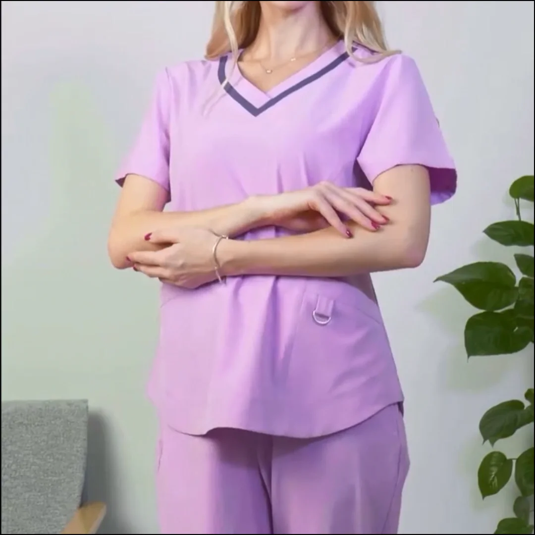 Wholesale Hospital Uniforms Medical Scrubs Nurse Short Sleeve Top With