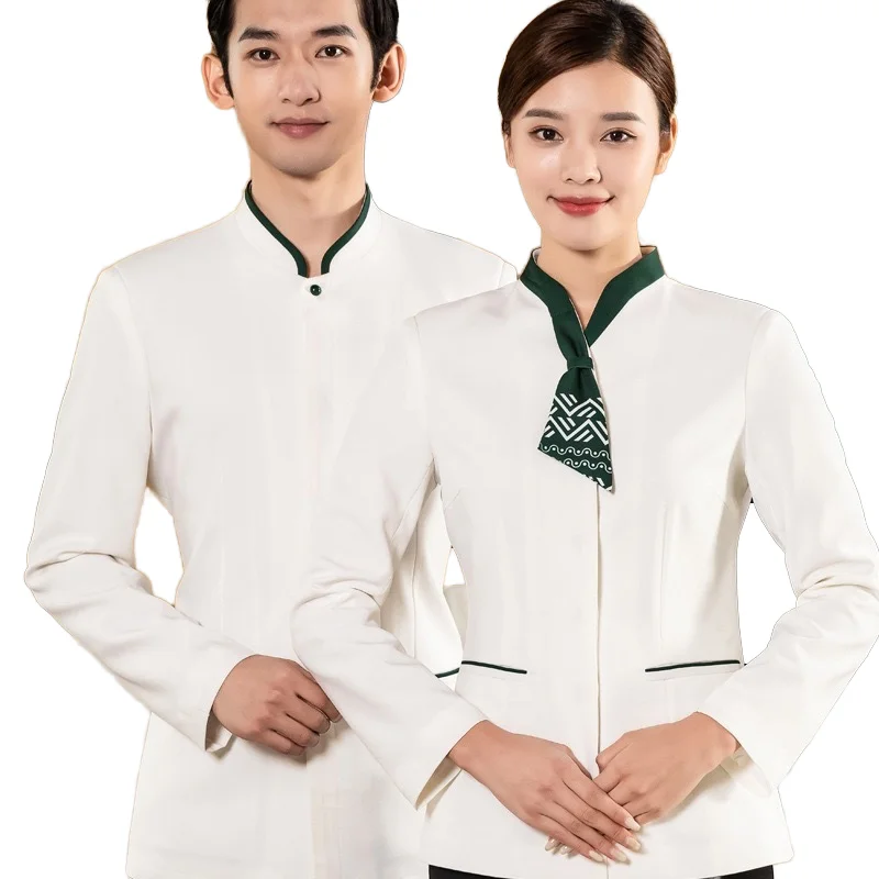 Autumn/Fall TWILL Long Sleeve Chef Jacket Hotel Receptionist and