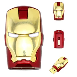 USB 2,0 с принтом «Железный человек», USB флеш-накопитель 4GB/8GB/16GB/32GB/64GB с супергероями, карта памяти Флешка металлический флэш-накопитель синий свет