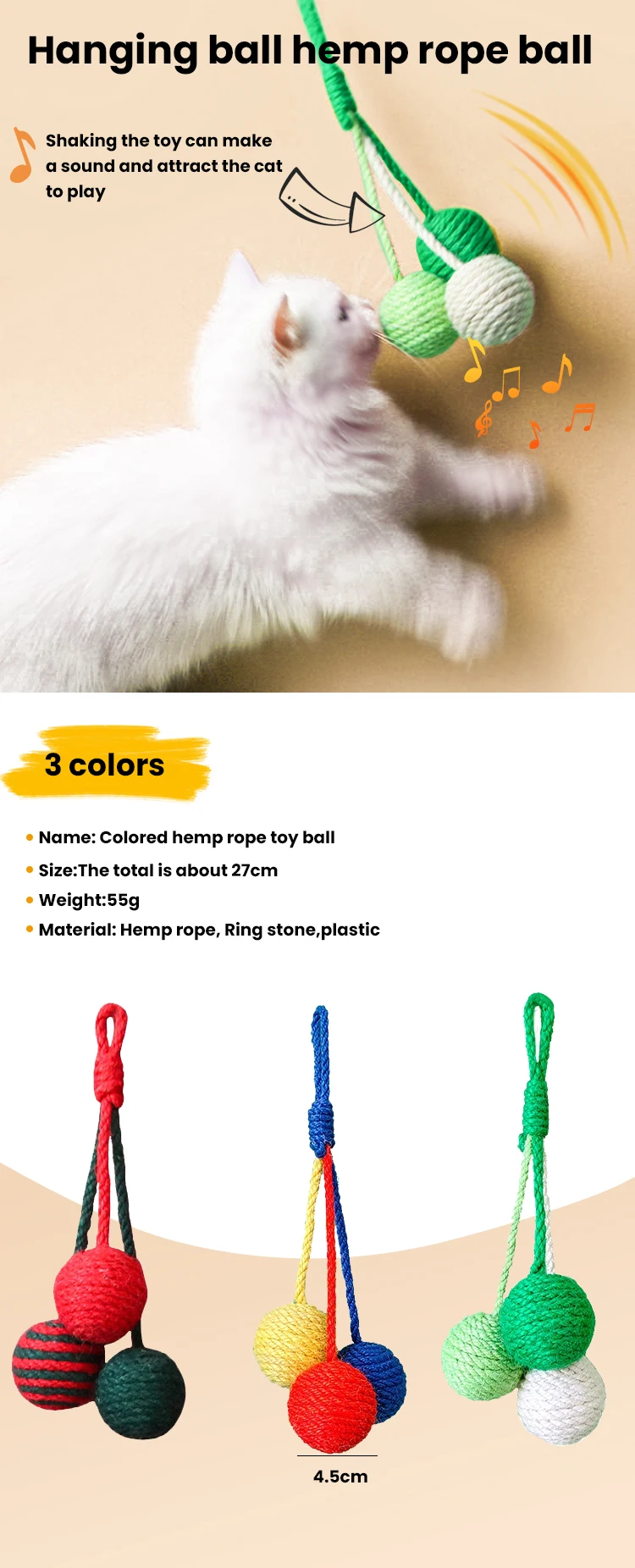 New Design Colorful Sisal Ball Cat Toy Funny Cat Scratch Bite-resistant ...