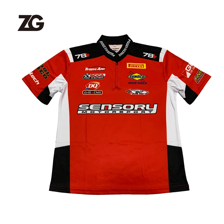 Custom Design Pit Crew Shirts Sublimation Printing Racing Motorcycle Racing  Shirts