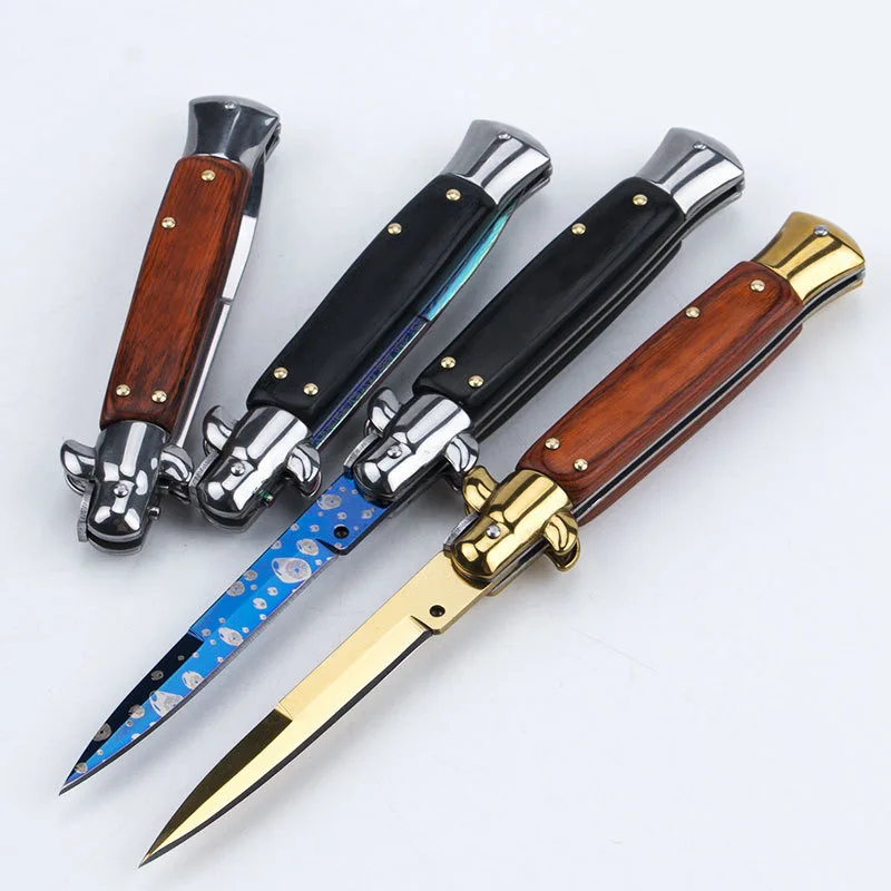 Hongrui Italian Style Single Edge Pocket Knife Stainless Steel Tactical Folding Multi Tools Outdoor Camping Hunting 440 Blade