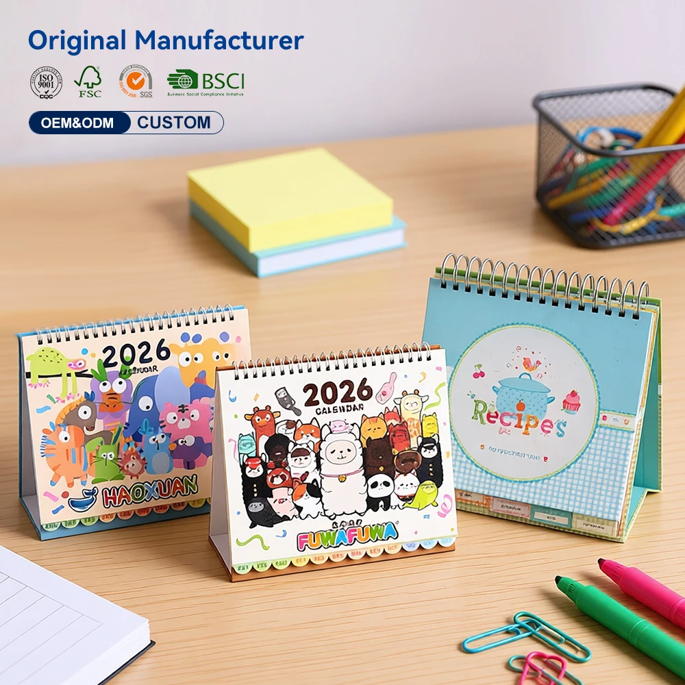 Factory Custom Printing Promotion Plan Desktop Calendar Monthly Holiday Reminder 2026 Desk Calendar