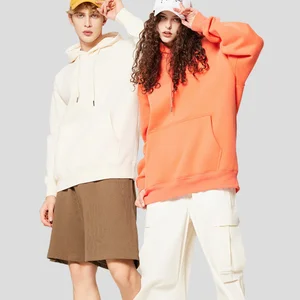 Wholesale Fashion Trend 350G Customizable Logo Fleece Pullover Oversized Hoodie Cotton-Poly Blend Material Pocket for Spring