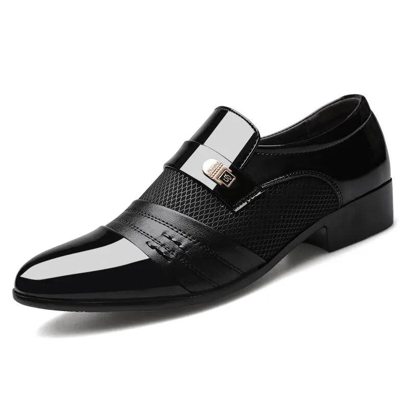 amazon men's dress shoes black JACKSON FORMAL SHINY POLISHED OXFORD LACE UP DRESS SHOES IN BLACK PATE –  Where's That From UK main image 1