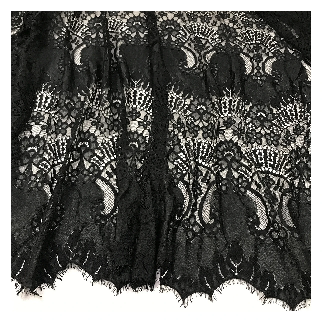 Thick black lace clearance fabric