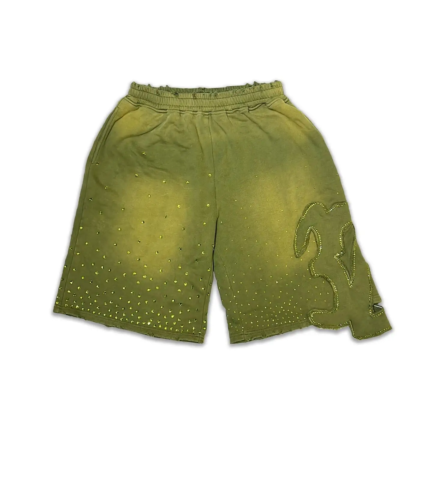 Custom Jogger Sweat Shorts De Hombre Cotton Baggy Sun Faded Blank Rhinestone Embroidery Distressed Vintage Acid Wash Shorts Men gallery 8