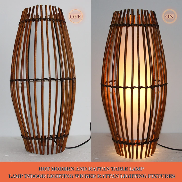 
Современная настольная лампа из ротанга, комнатный светильник, плетеное Освещение для дома 