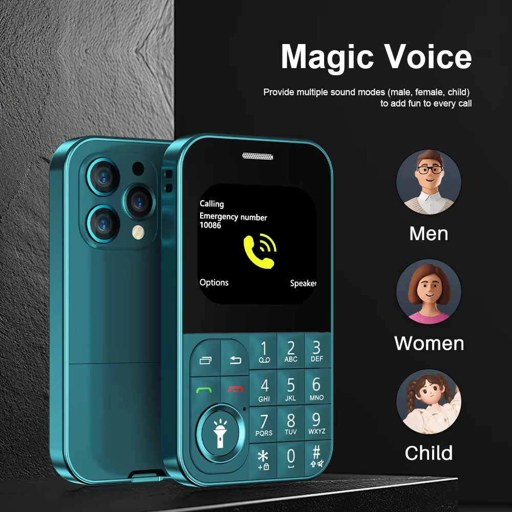 V9 Mini Mobile Phone Dual SIM Card Big 2.01" Screen Magic Voice FM Radio Blacklist Small GSM Cellphone Flashlight Feature Phone