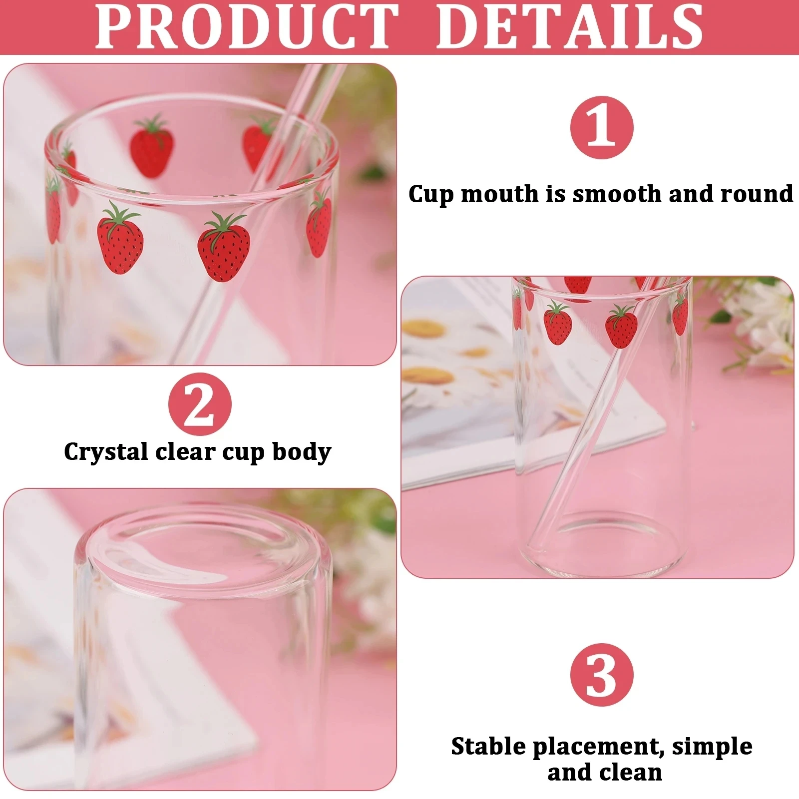 Cute Strawberry And Peach Glass Cup PN3463 – Pennycrafts