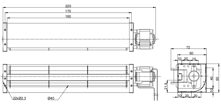 Cross Flow Fan, 220*72*60mm, 40mm - detail 8