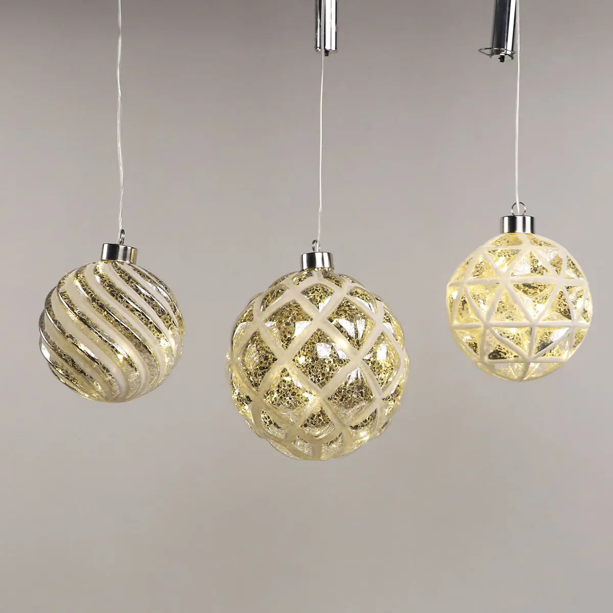 Battery operated hanging lights glass ball Christmas decoration item ceiling hanging balls