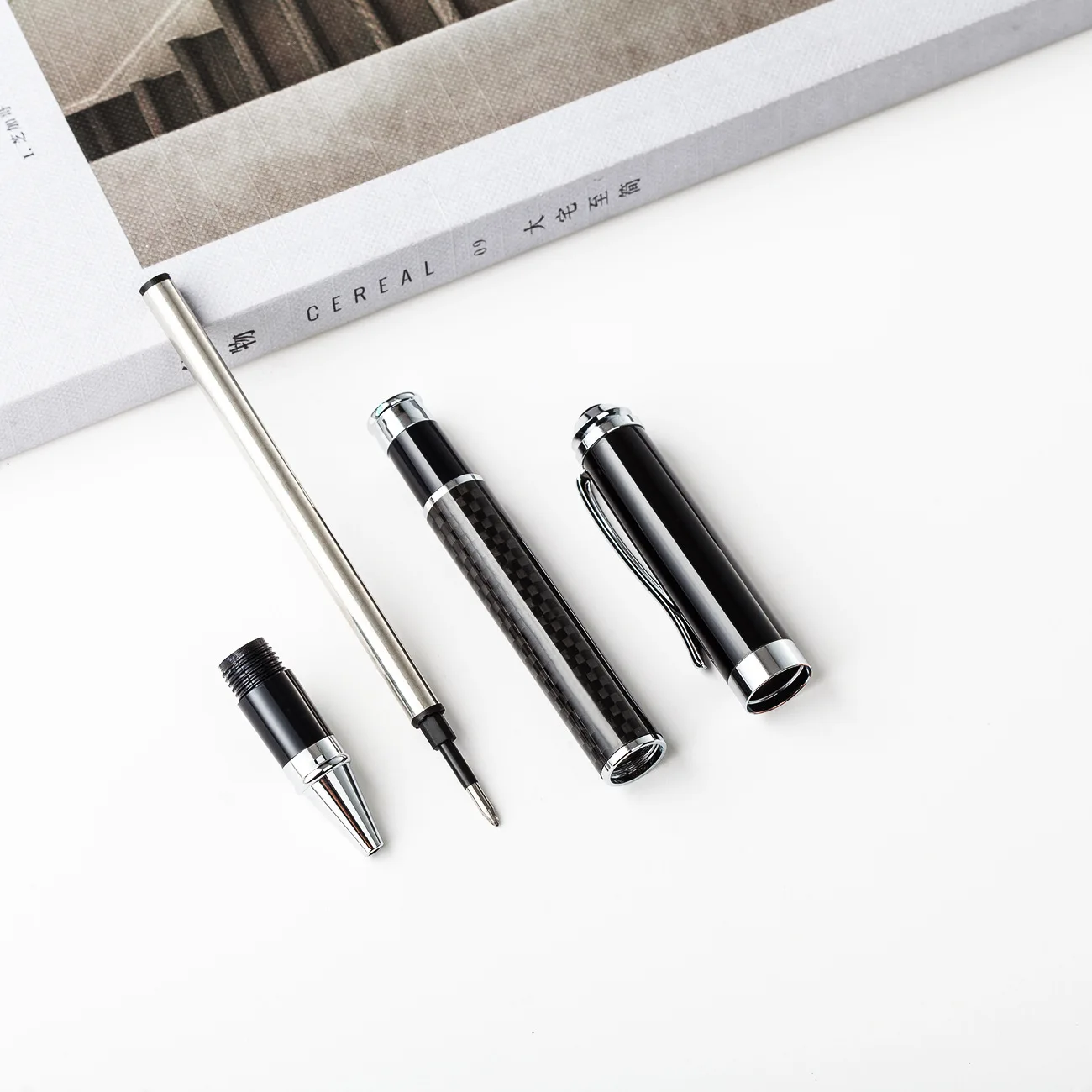 Luxury Carbon Fiber Roller Ballpoint Pen with Custom Logo 0.7 mm ...