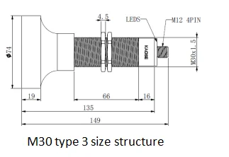 KUS3000 M30-Type3 Ultrasonic Proximity Level Sensor for distance measurement