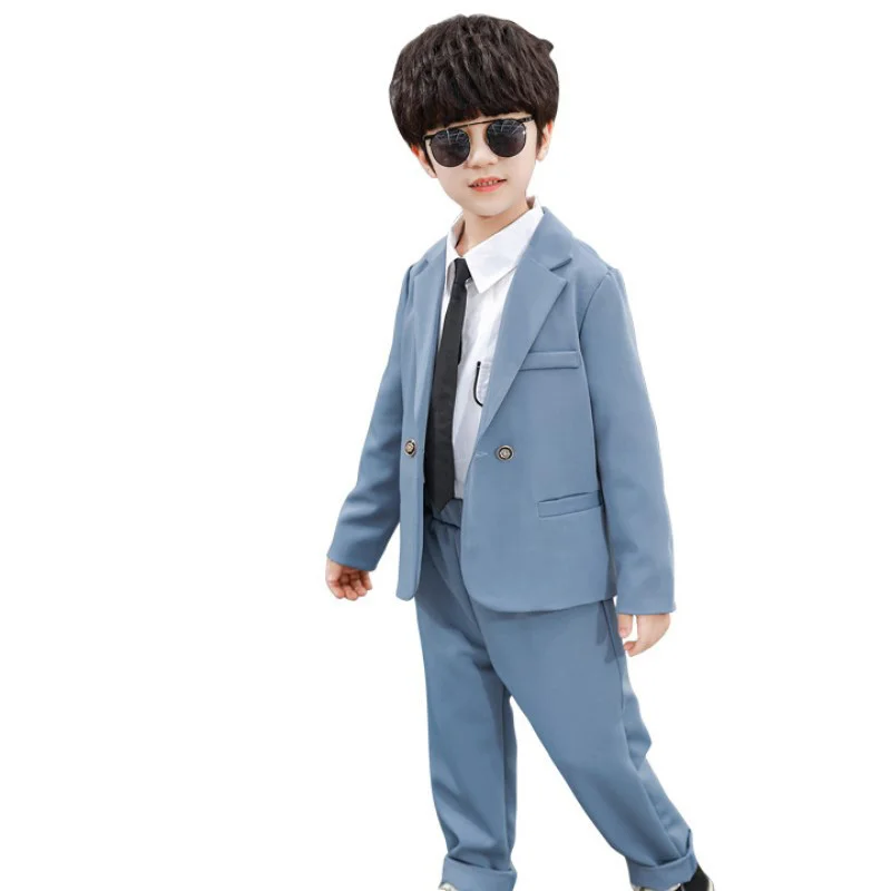 Top Grade Children Clothes Sets Formal Boy Suits Sky Blue Boys Coat Suit