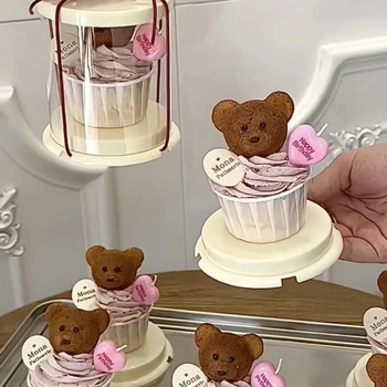 Factory Custom Printing Transparent Individual Cupcake Box Baking Dessert Round Mousse Packaging Boxes Wholesale